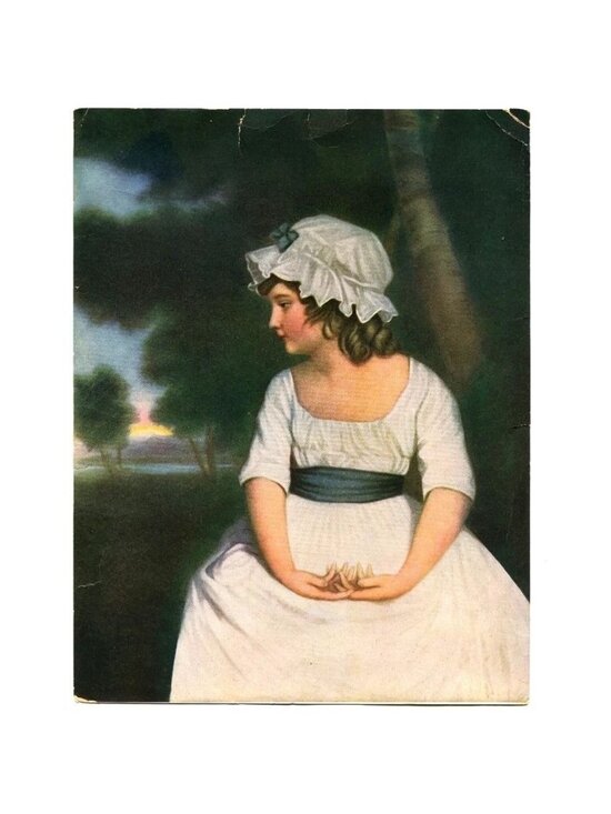 Sir Joshua Reynolds Other - Vintage “Simplicity” Lithograph After Reynolds, 1930s-40s Georgian Portrait, 7x9